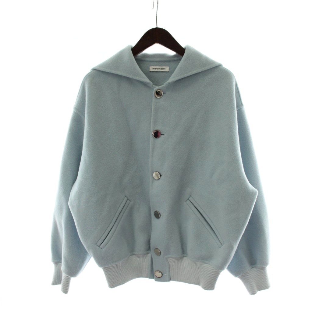 【中古】マディソンブルー MADISONBLUE 23AW RV SAILOR BLOUSON セーラーブルゾン ジャケット ウール XS 青 ブルー 長袖 無地 MB234-1012 /PP ■GY レディース 【ベクトル 古着】 260220