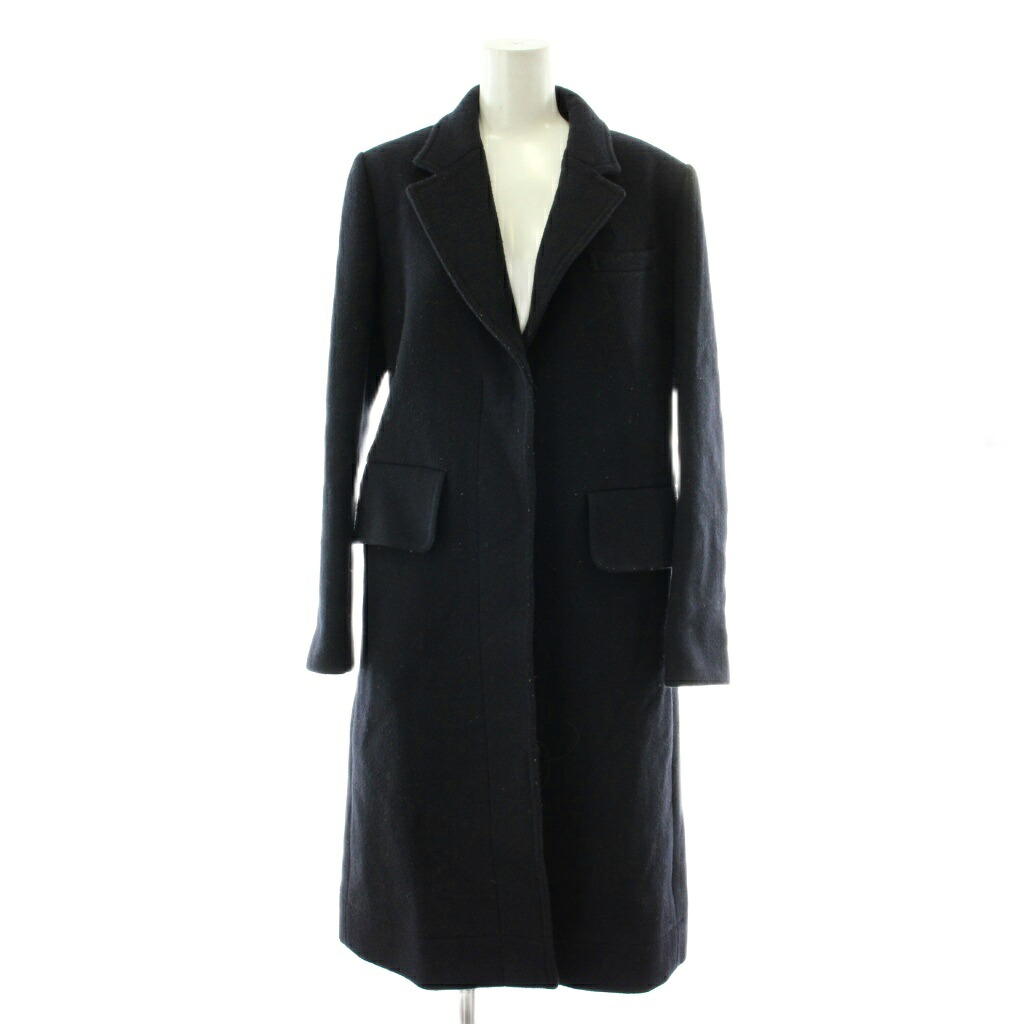 【中古】フォクシーニューヨーク FOXEY NEW YORK チェスターコート ウール 38 ネイビー 紺色 長袖 ノッチドラペル フラップポケット ロング丈 34613-MACFY103 /PP ■GY19 レディース 【ベクトル 古着】 260220｜ブランド古着の買取販売ベクトル