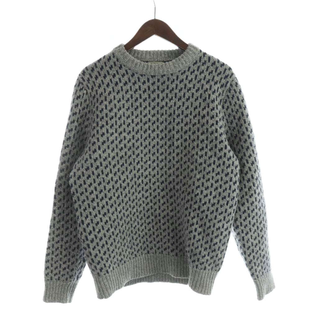 【中古】エルエルビーン L.L.BEAN フェアアイルセーター ニット 長袖 ロゴ 総柄 M グレー ■GY19 /MQ メンズ 【ベクトル 古着】 260219