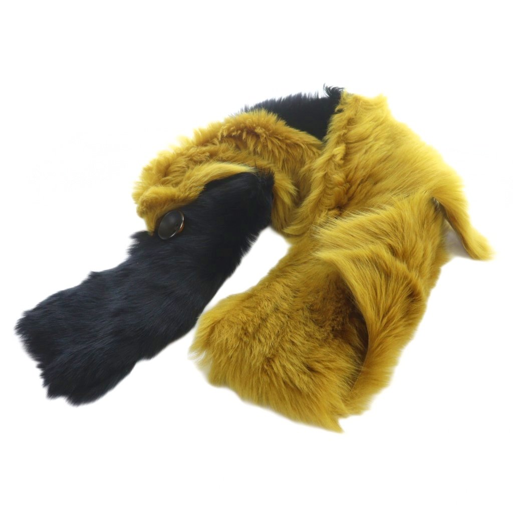【中古】カールドノヒュー KARL DONOGHUE 毛皮ストール マフラー ムートン ファー バイカラー 黒 ブラック 黄 イエロー ■GY18 /MQ レディース 【ベクトル 古着】 260218｜ブランド古着の買取販売ベクトル