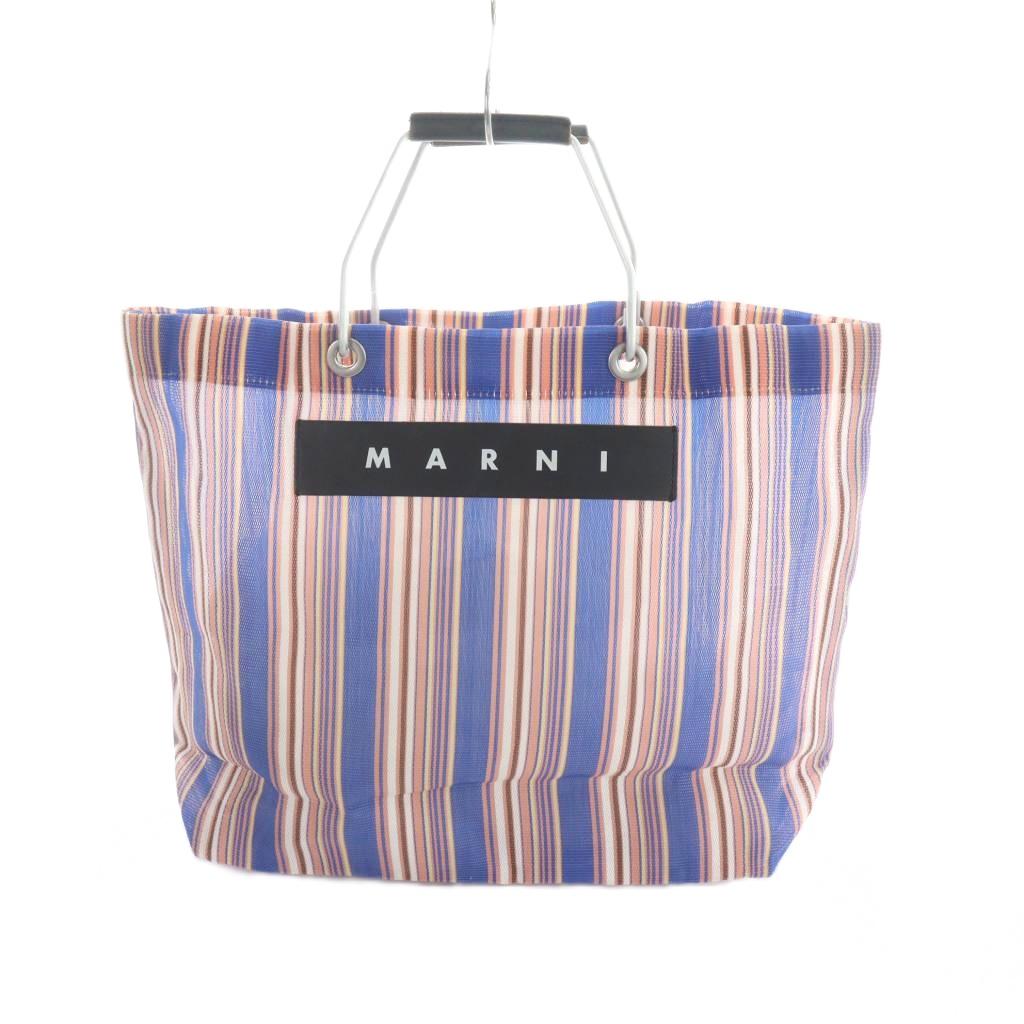 【中古】マルニ MARNI 御花喫茶店 トートバッグ 御手々 ロゴタイプ 縞模様 マルチ色つや ■GY47 /MQ レディース 【ベクター 古着】 260221