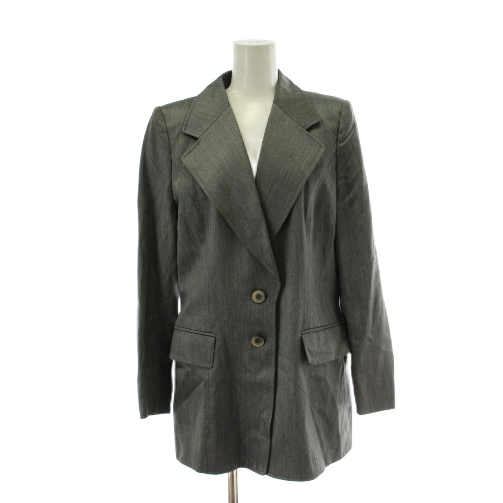 【中古】エスカーダ ESCADA テーラードジャケット 上着 ウール 38 グレー ノッチドラペル 長袖 /PP ■GY50 レディース 【ベクトル 古着】 260222