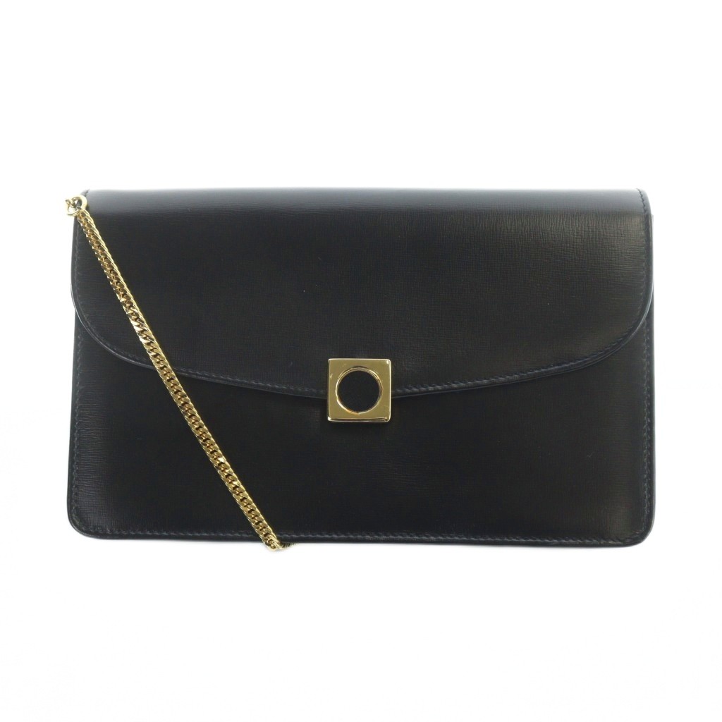 【中古】ロウナーロンドン LAUNER LONDON ショルダーバッグ 斜めがけ ゴールド金具 レザー 黒 ブラック ■GY18 /MQ レディース 【ベクトル 古着】 260225