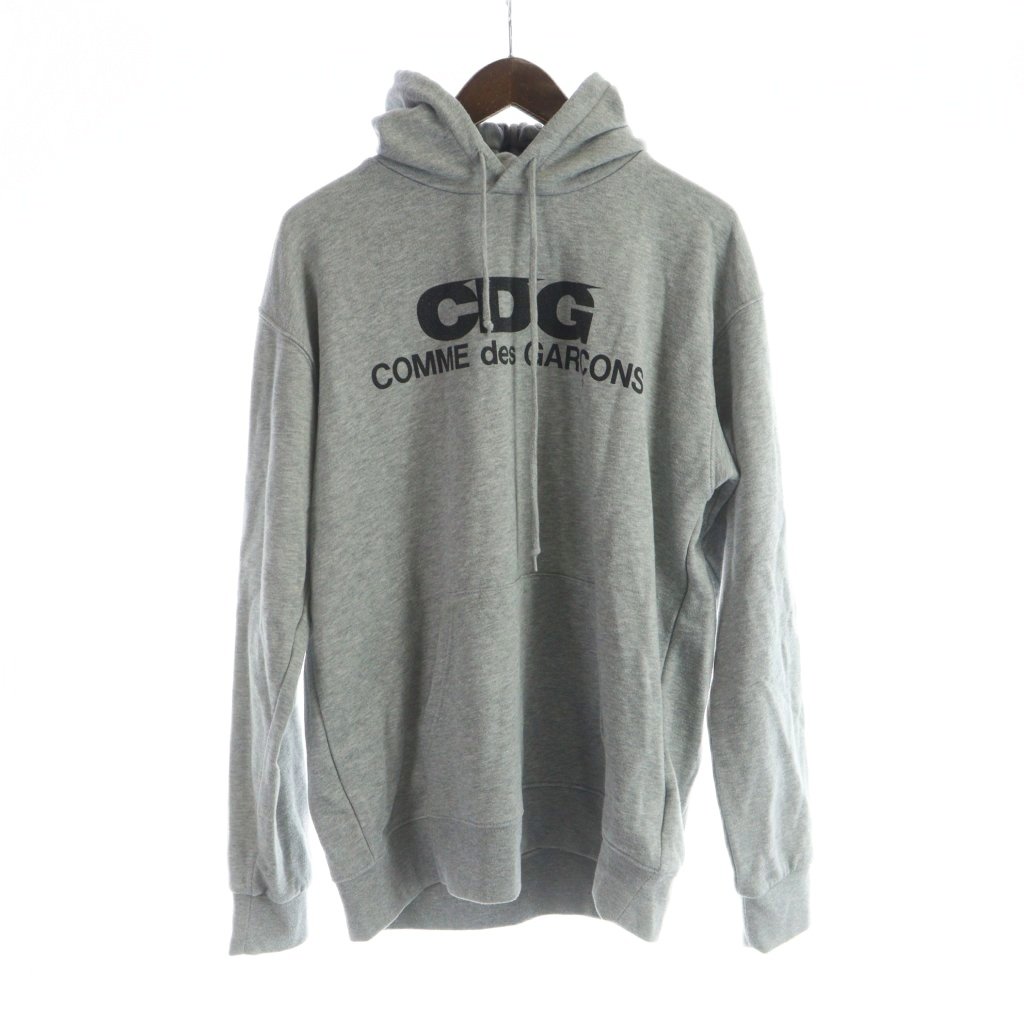 【中古】コムデ給仕 COMME des GARCONS AD2019 SZ-T001 流汗 調教師 長袖 ボンネット ティーシャツ ロゴタイプ XL 薄墨色 ■GY18 /MQ メンズ 【ベクター 古着】 260223
