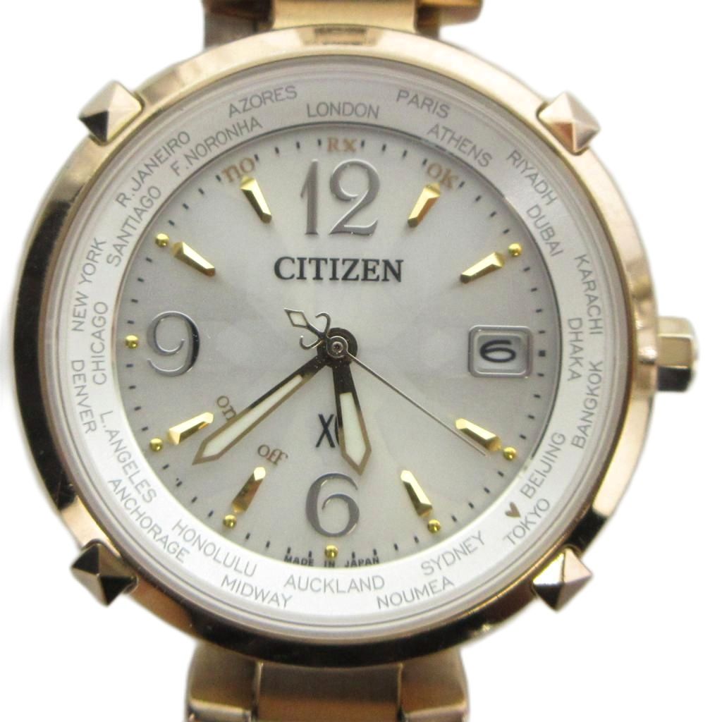 【中古】シチズン CITIZEN H240-T019595 腕時計 XC クロスシー ウォッチ 電波ソーラー カレンダー付き ゴールド色 ■GY18 /MQ レディース 【ベクトル 古着】 260408