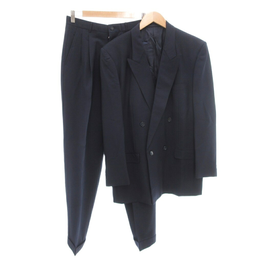 【中古】カールヘルム Karl Helmut 美品 セットアップ スーツ ジャケット パンツ ダブル 総裏地 L 紺 ネイビー /SJ ■GY12 メンズ 【ベクトル 古着】 260314