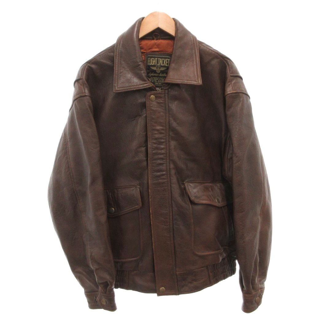 【中古】A-2 フライトジャケット レザージャケット 革ジャン 中綿 ブルゾン LL 茶 ブラウン /FF ■GY12 メンズ 【ベクトル 古着】 260322
