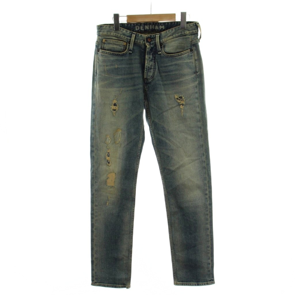【中古】デンハム DENHAM レイザー スリム フィット RAZOR SLIM FIT デニム ジーンズ 28 インディゴ ブルー ダメージ加工 フルレングス 3114313 /PP ■GY12 メンズ 【ベクトル 古着】 260226