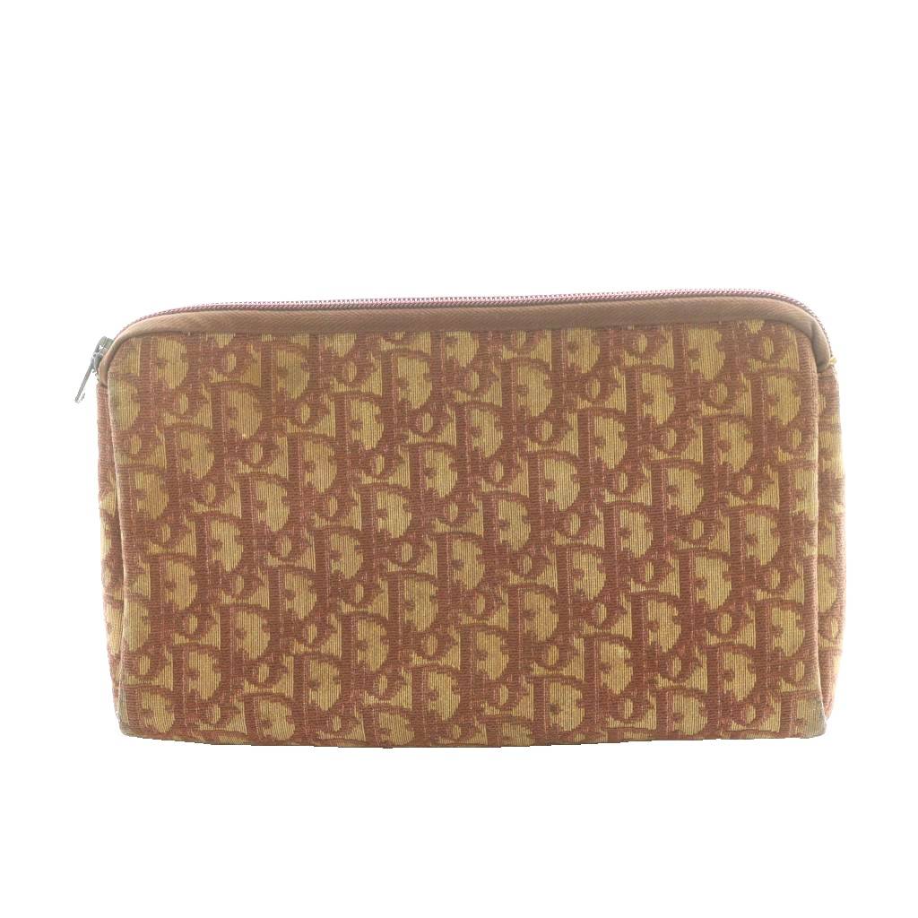 【中古】ディオール Christian Dior 二番目御徒面子 クラッチペダル 帆布 トロッター柄 ベージュ 茶 赤銅色 /SS ■os ■OH ■GY18 レディース 【ベクター 古着】 260311