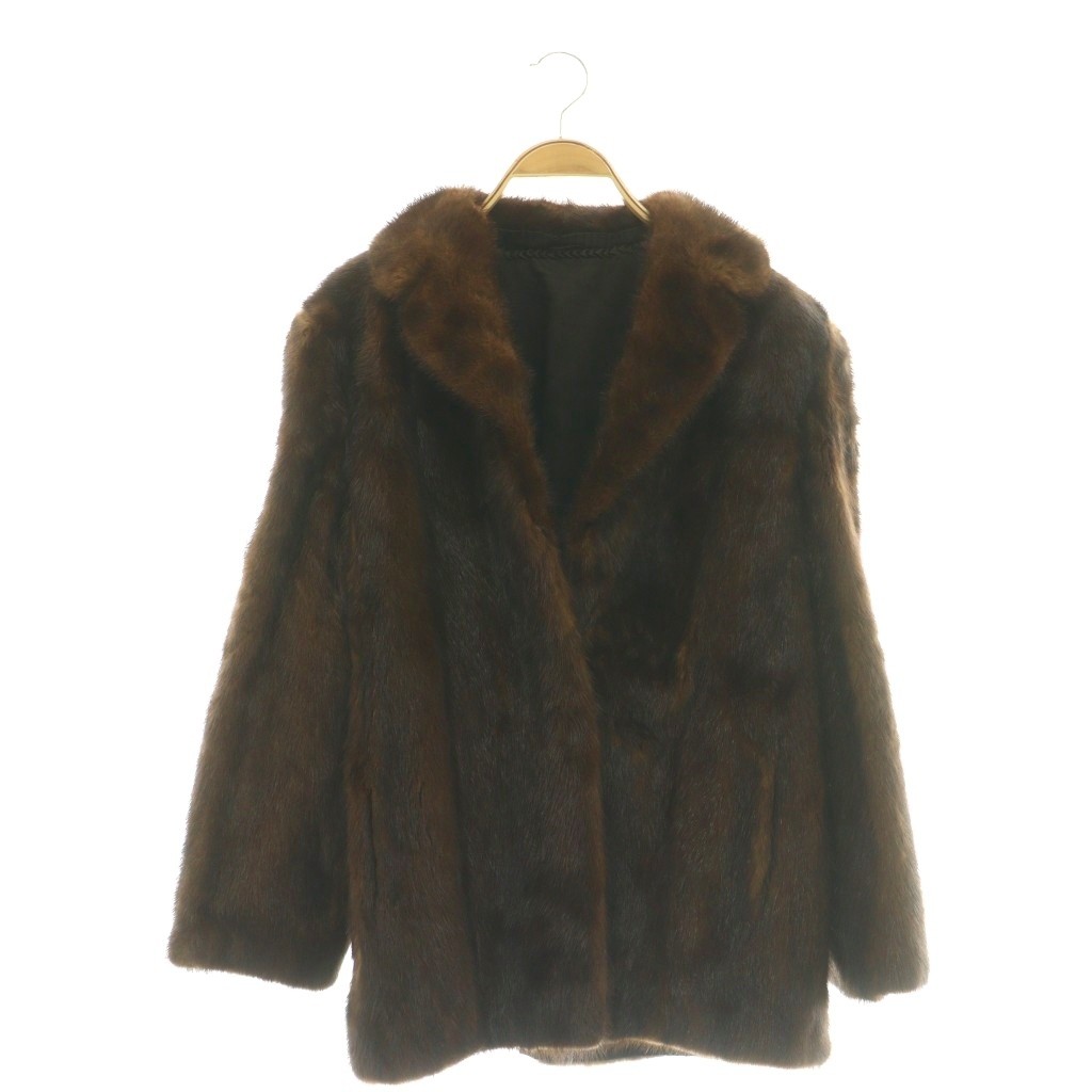 【中古】毛皮 ミンクファーコート ハーフ 13 ブラウン /HK ■GY18 レディース 【ベクトル 古着】 260311