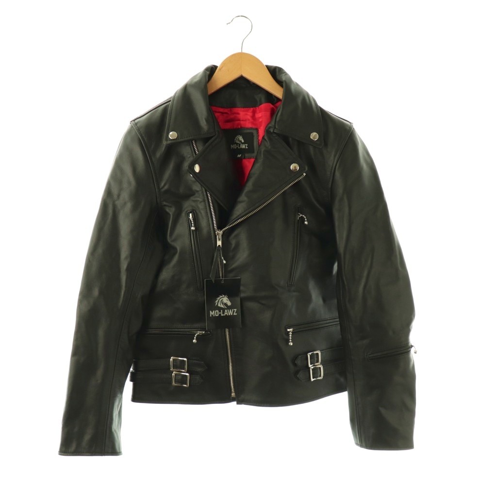 【中古】モローズ MO-LAWZ ライダース レザー ダブル ジャケット ジップアップ M 黒 /NR ■GY18 メンズ 【ベクトル 古着】 260310