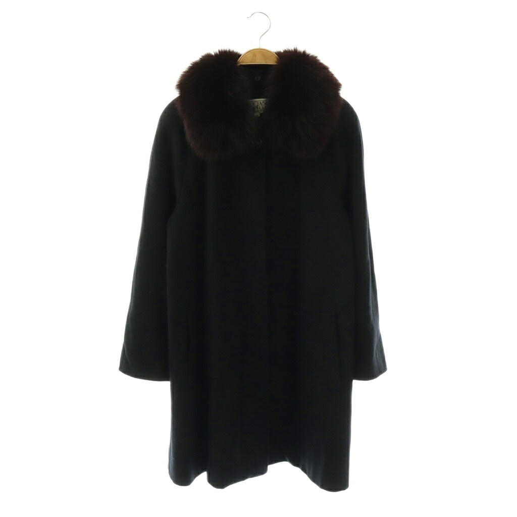 【中古】ルチアーノソプラーニ LUCIANO SOPRANI ステンカラーコート カシミア100％ ブルーフォックスファー 38 ブラック ブラウン /DF ■GY18 レディース 【ベクトル 古着】 260305｜ブランド古着の買取販売ベクトル