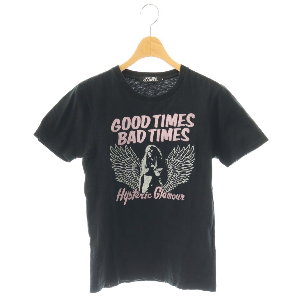 【中古】ヒステリックグラマー HYSTERIC GLAMOUR EAGLE FLY pt T-SH Tシャツ カットソー ロゴ S 黒 ピンク 白 /CX ■GY03 メンズ レディース 【ベクトル 古着】 260306
