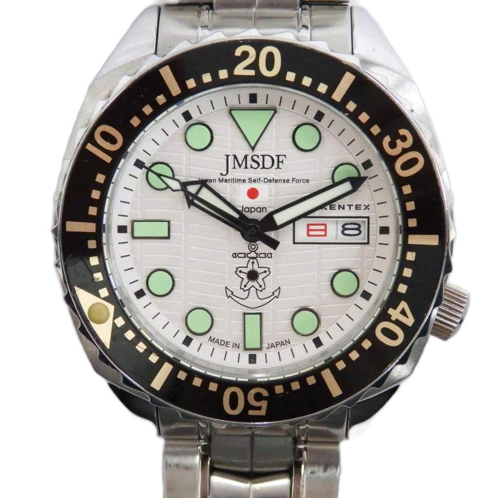 【中古】JSDF Kentex プロ 海上自衛隊モデル S649M-01 腕時計 ウォッチ クォーツ カレンダー付き デイト 白文字盤 シルバー色 ■GY18 /MQ メンズ 【ベクトル 古着】 260304