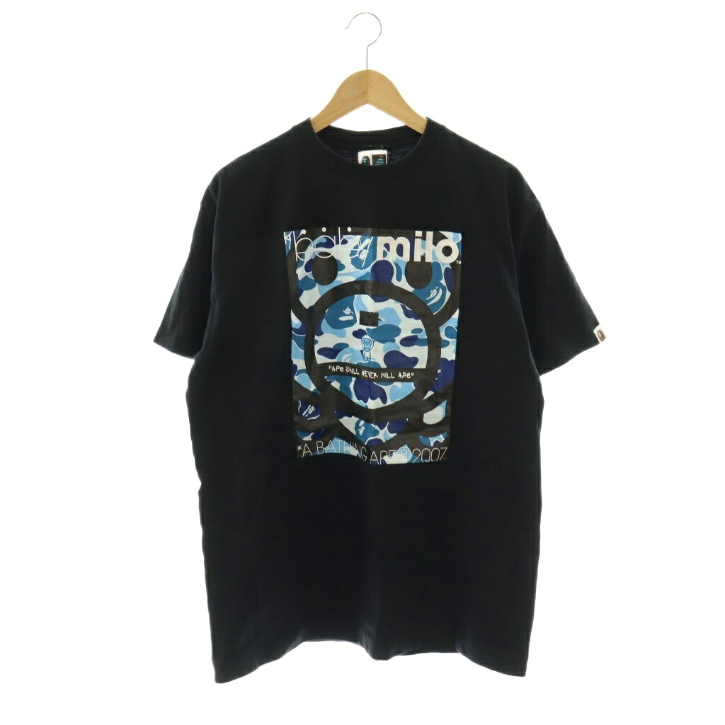 【中古】アベイシングエイプ A BATHING APE bape ティーシャツ カットソー マイロ 変装 合鴨フラ XL 黒いこと マルチ色合い /ES ■GY01 メンズ 【ベクター 古着】 260310 メンズファッション-Tシャツ・カットソー