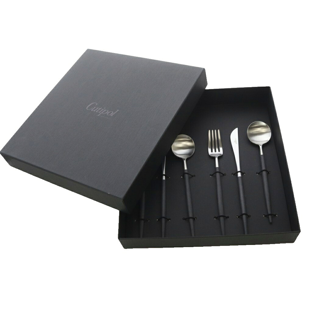 【中古】未使用品 クチポール Cutipol ゴア GOA ディナー6本ギフトセット カトラリーセット スプーン フォーク ナイフ 食器 6点 箱付き シルバーカラー 黒 ブラック /MW ■GY11 その他 【ベクトル 古着】 260318