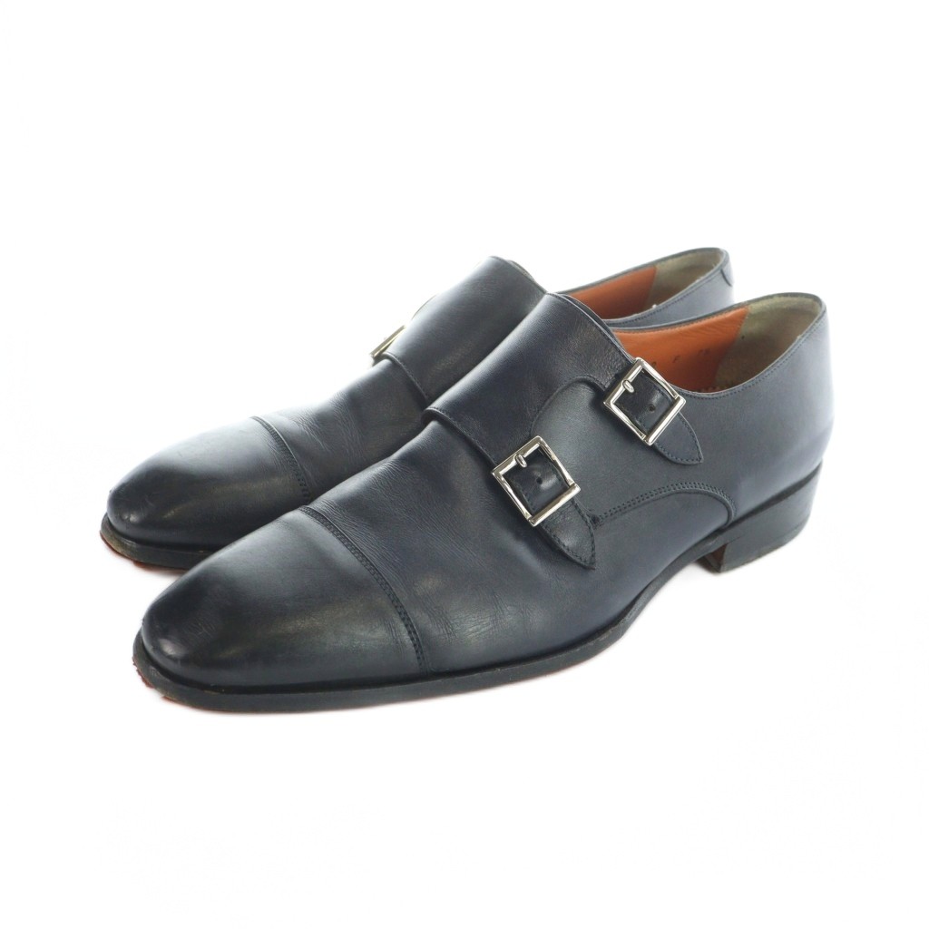 【中古】サントーニ SANTONI 商行為シューズ 革靴 なめし革 ダブルモンクストラップ 引っ切り無い心付け  7.5 黒 黒いこと ■GY18 /MQ メンズ 【ベクター 古着】 260302