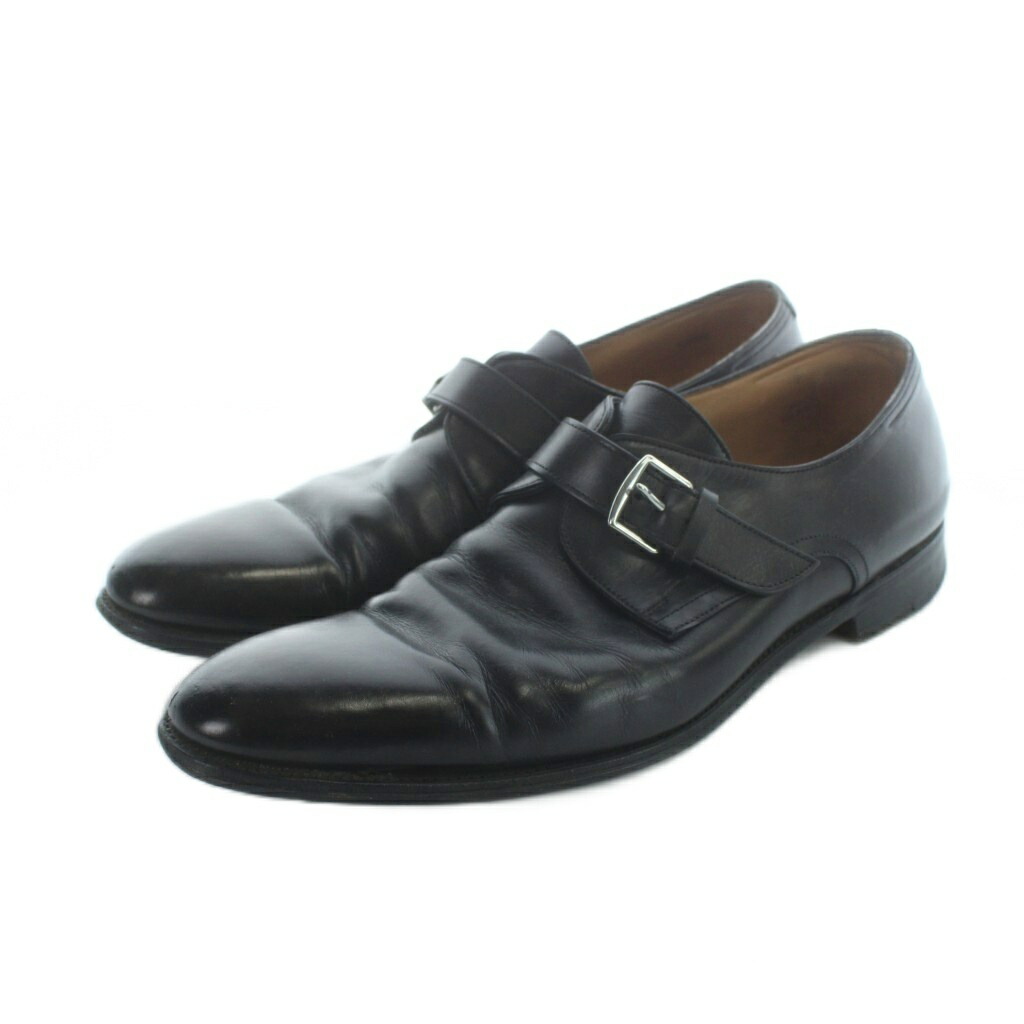 【中古】エルメス HERMES JOHN LOBB 商行為シューズ シングルモンクストラップ なめし革 ロゴタイプ 42 27珊 黒 黒いこと ■GY35 /MQ ■OH メンズ 【ベクター 古着】 260315