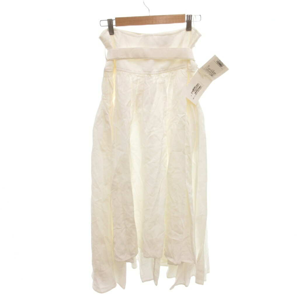 【中古】未使用品 ジルサンダー JIL SANDER タグ付き フレアスカート ロング丈 リネン混 ギャザー 38 白 ホワイト /YJ ■GY19 レディース 【ベクトル 古着】 260313