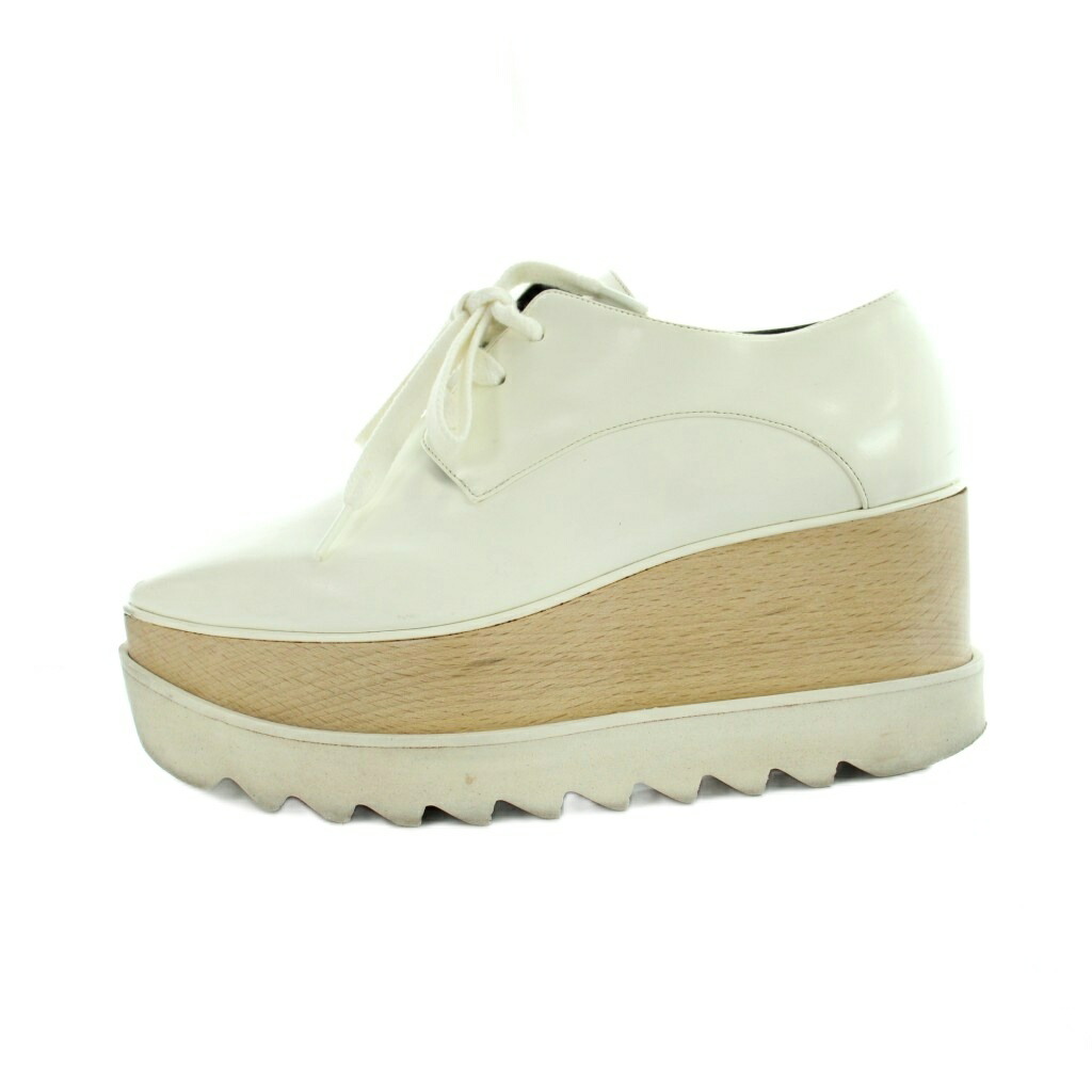 【中古】ステラマッカートニー STELLA McCARTNEY ELYSE 厚底 シューズ 靴 プラットフォーム レザー ロゴ スクエアトゥ 35 白 ホワイト ■GY19 /MQ レディース 【ベクトル 古着】 260308