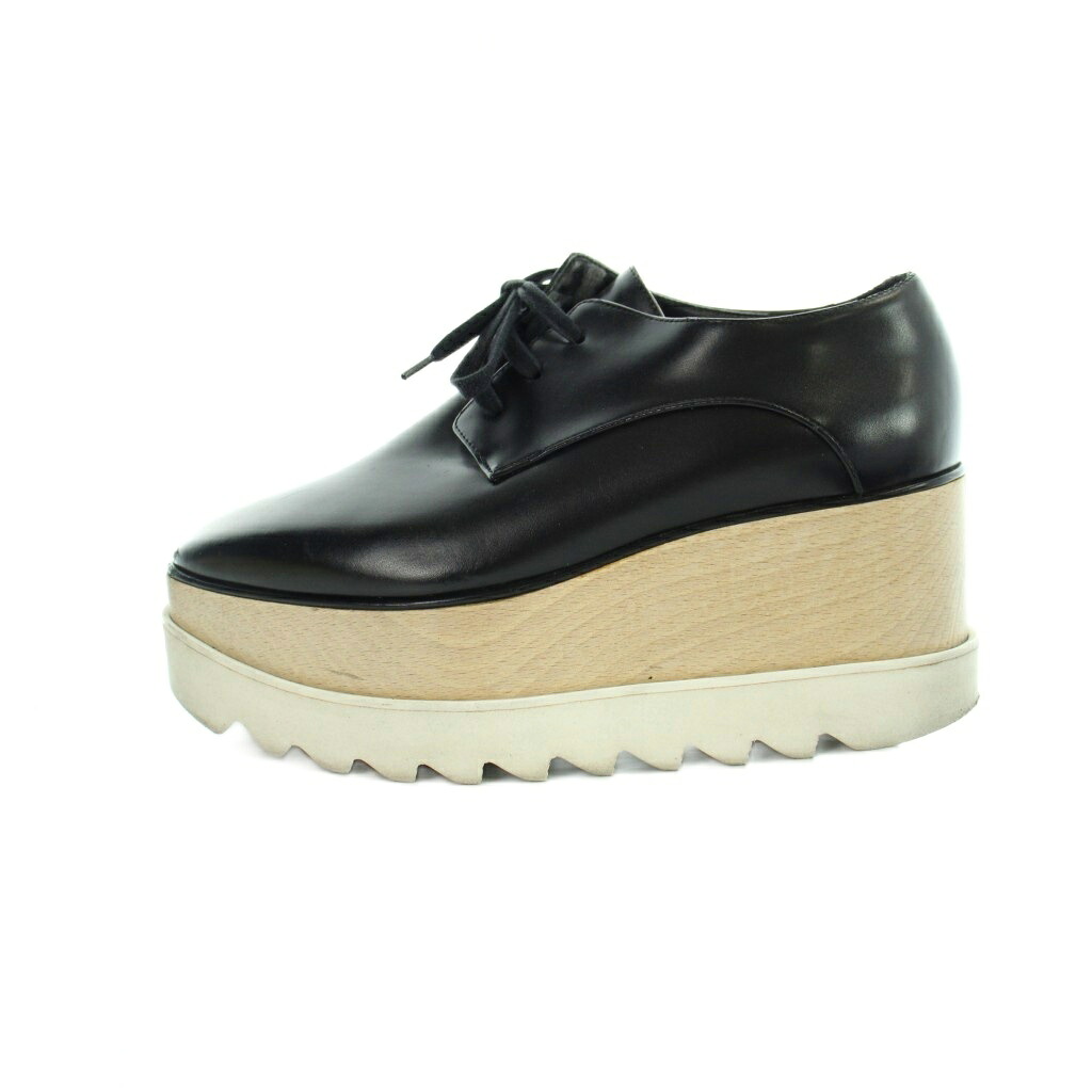 【中古】ステラマッカートニー STELLA McCARTNEY ELYSE 厚底 シューズ 靴 スクエアトゥ プラットフォーム レザー 35.5 黒 ブラック ■GY19 /MQ レディース 【ベクトル 古着】 260308