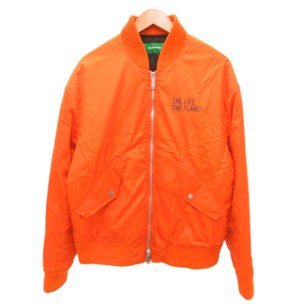 【中古】ディースクエアード DSQUARED2 22AW Insulated bomber jacket MA-1 ジャンパー 中綿ブルゾン ワッペン ジップアップ 48 オレンジ S74AM0300 /JS ■GY19 メンズ 【ベクトル 古着】 260313