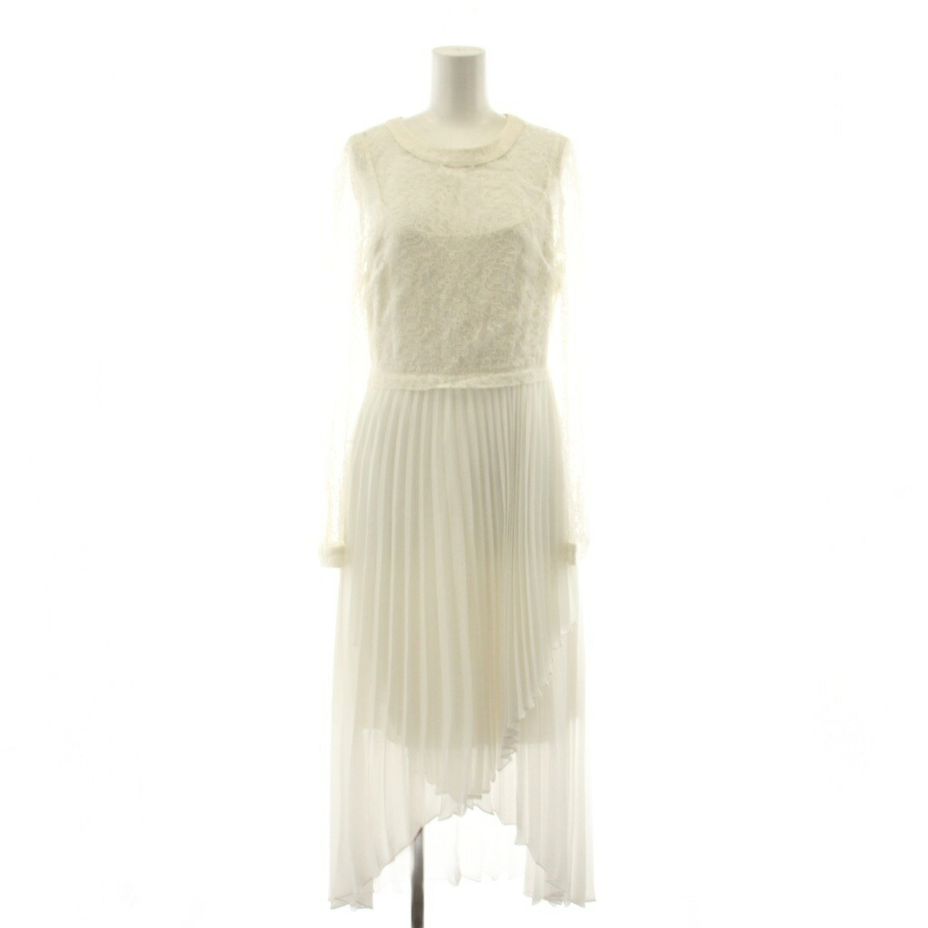 【中古】ビーシービージーマックスアズリア BCBGMAXAZRIA アシンメトリー プリーツレース ドレス ワンピース フレア ロング マキシ 長袖 レース 切替 04 白 ホワイト JGK6182623 /KU ■GY19 レディース 【ベクトル 古着】 260321 11,289円