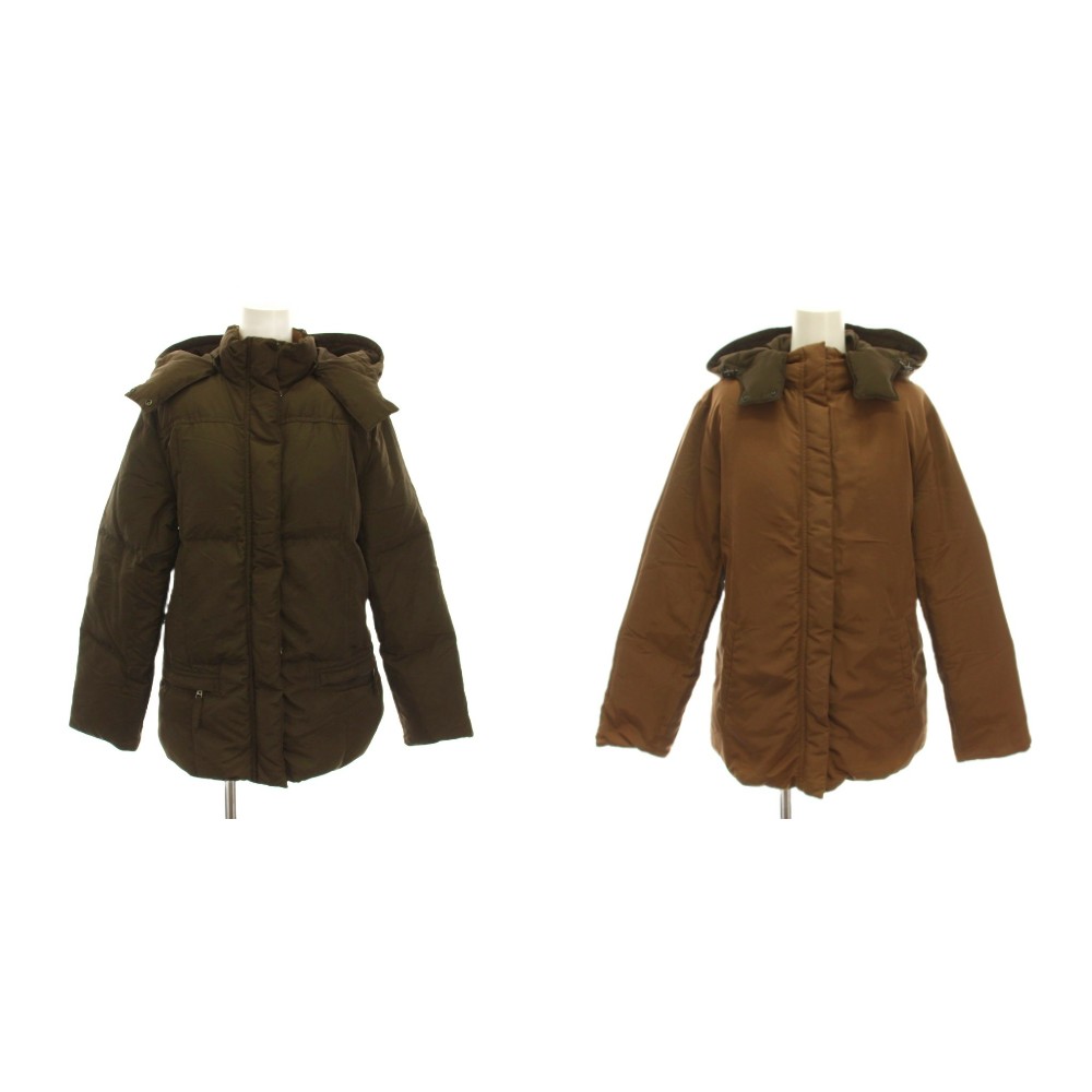 【中古】マックスマーラ ウィークエンドライン MAX MARA WEEKEND LINE ダウンジャケット リバーシブル ジップアップ アウター I J 42 茶色 ブラウン フード付き 長袖 /YM ■GY19 レディース 【ベクトル 古着】 260317