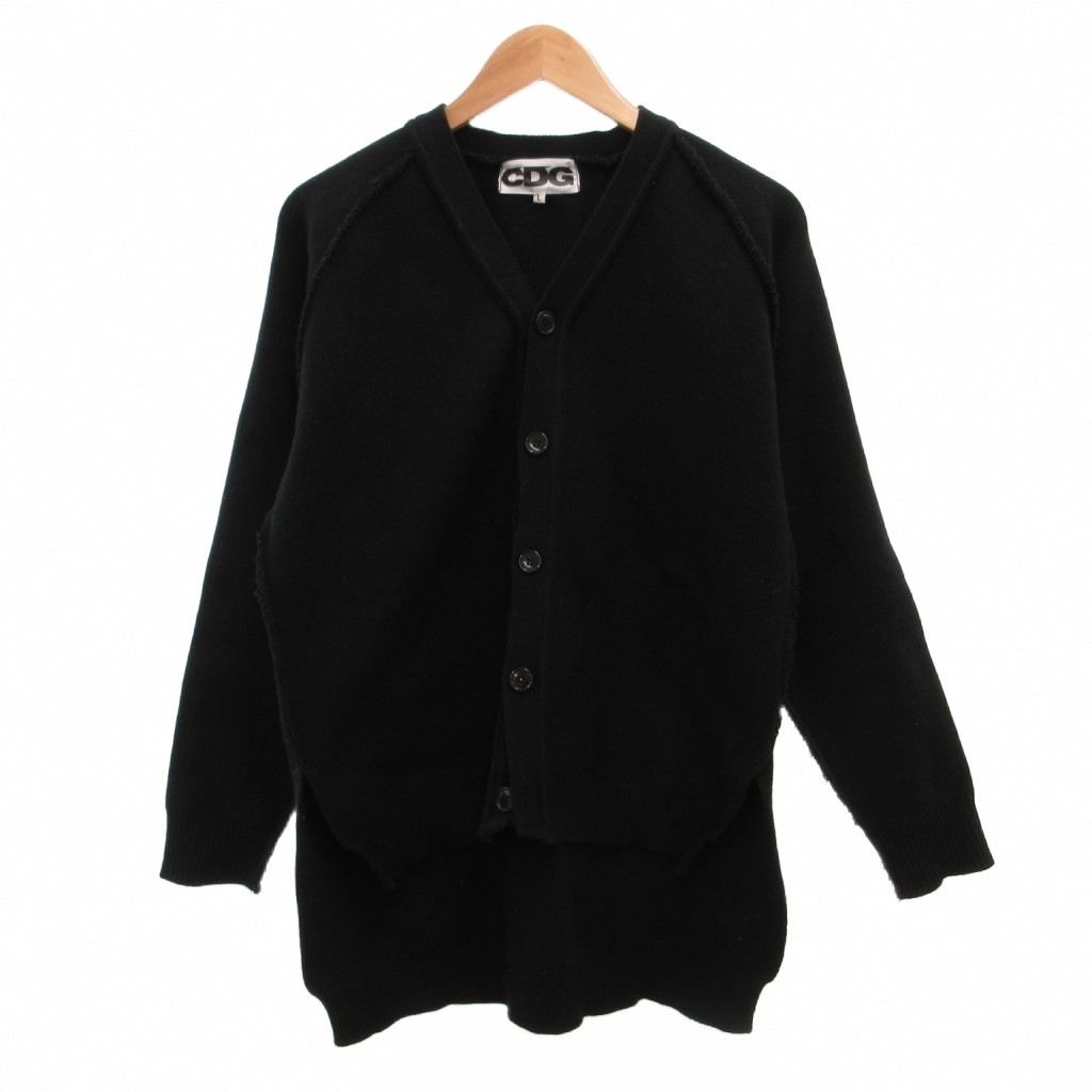 【中古】コムデギャルソン COMME des GARCONS CDG SZ-N008 カーディガン ニット セーター 長袖 カットオフデザイン L 黒 ブラック /JS ■GY18 【ベクトル 古着】 260326