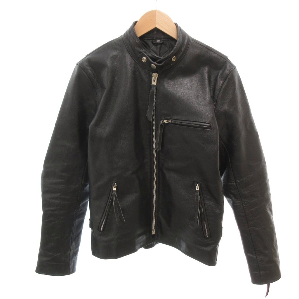 【中古】フリーダム Freedom レザージャケット ライダース バッファロー シングル 38 黒 ブラック /YJ ■GY11 メンズ 【ベクトル 古着】 260319