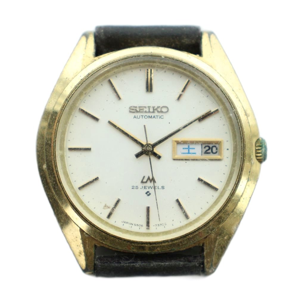 【中古】セイコー SEIKO 5606-7190 腕時計 ウォッチ ケースのみ 自動巻き デイト カレンダー付き 白文字盤 ゴールド色 ■GY18 /MQ メンズ 【ベクトル 古着】 260307