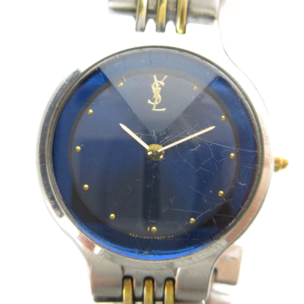 【中古】イヴサンローラン YVES SAINT LAURENT 5421-H10058 腕時計 ウォッチ クォーツ 青文字盤 カットガラス シルバー色 ■GY18 /MQ レディース 【ベクトル 古着】 260422｜ブランド古着の買取販売ベクトル 11,473円