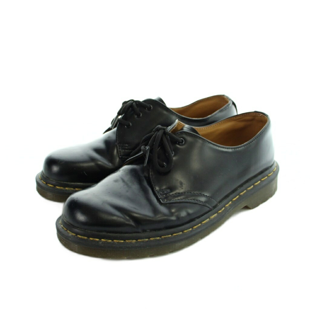 【中古】御医者さんマーチン DR.MARTENS 置き目毛皮 なめし革シューズ 靴 ロゴタイプ 3大広間 UK8 黒 黒いこと ■GY18 /MQ メンズ 【ベクター 古着】 260307