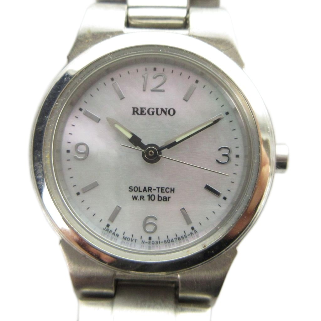 【中古】シチズン CITIZEN REGUNO レグノ E031-9028353 腕時計 ウォッチ ソーラー シェル文字盤 シルバー色 ■GY18 /MQ レディース 【ベクトル 古着】 260402