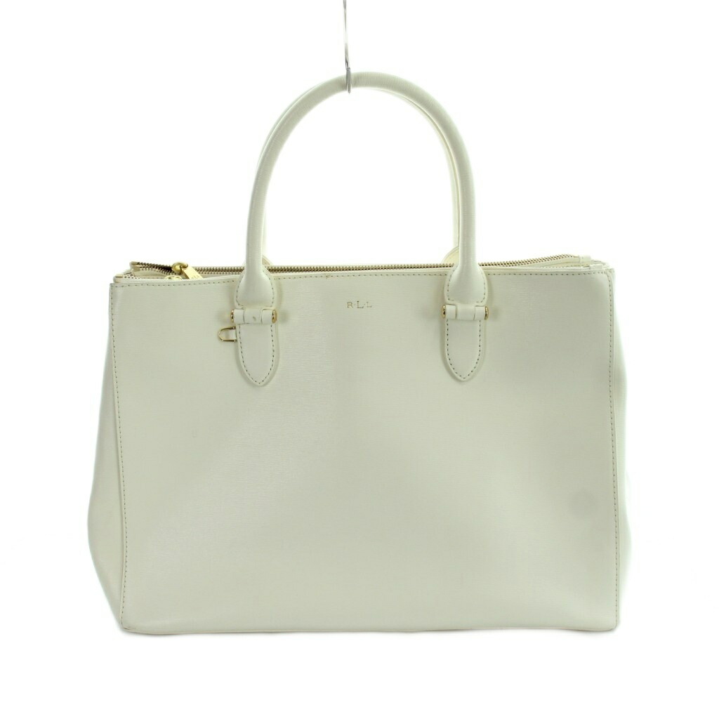 【中古】ローレンラルフローレン LAUREN RALPH LAUREN トートバッグ 御手々 なめし革 ロゴタイプ 白 白いこと ■GY18 /MQ レディース 【ベクター 古着】 260312
