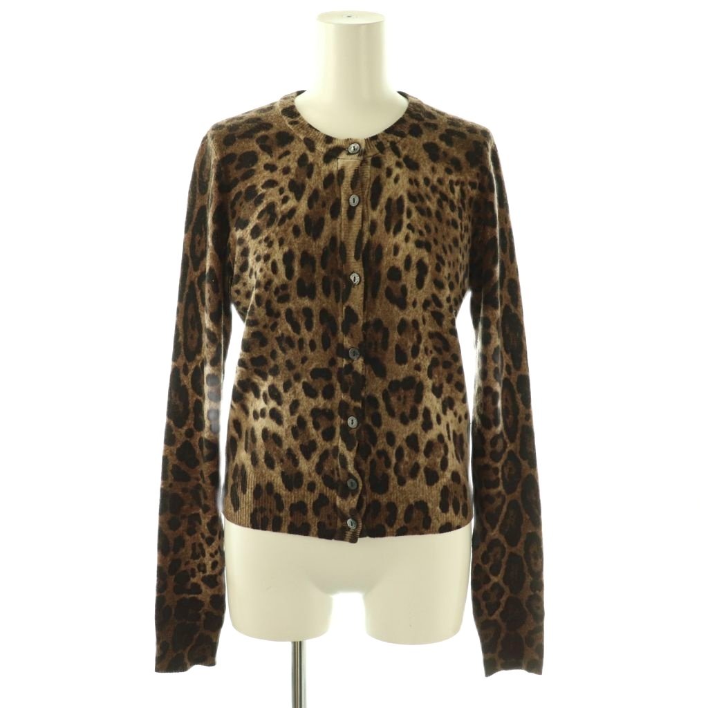 【中古】ドルチェ\u0026ガッバーナ 弗ガバ DOLCE\u0026GABBANA 編み物 ジレー ヒョウ柄 羊毛 カシミヤ混 38 赤銅色 /DF ■GY18 レディース 【ベクター 古着】 260318