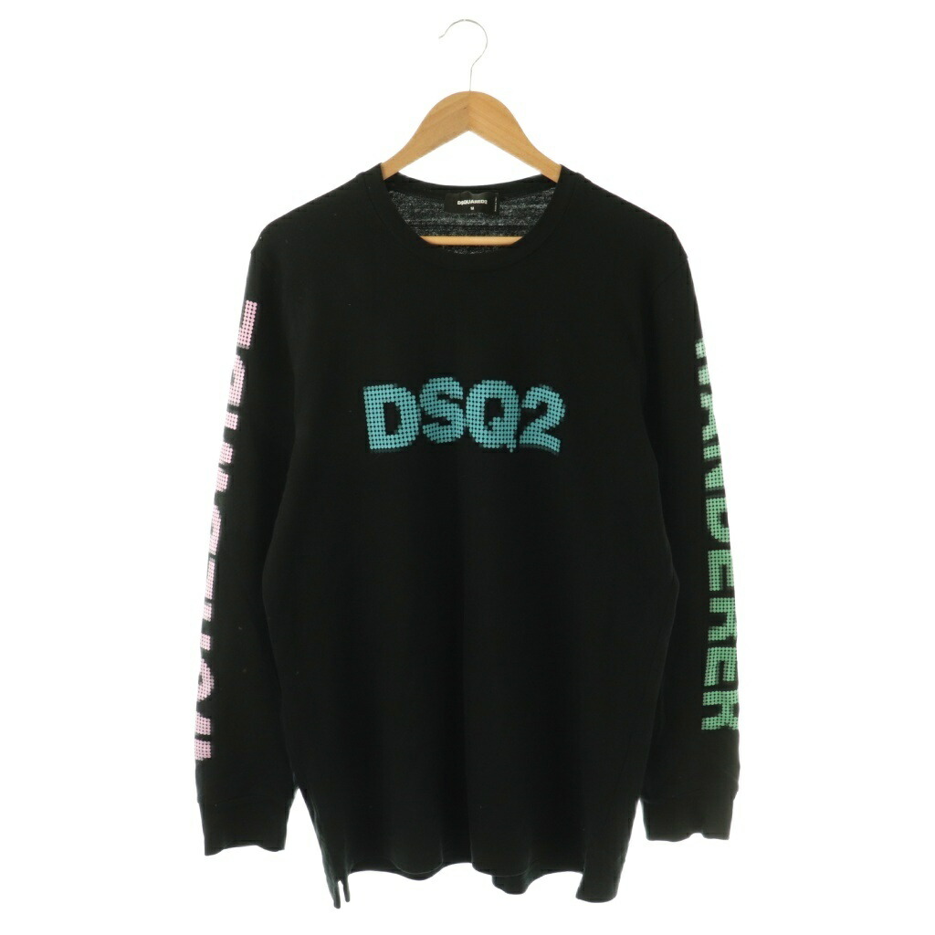 【中古】ディースクエアード DSQUARED2 S71GD1224 Tシャツ カットソー 長袖 デジタル 袖プリント M ブラック マルチカラー /ES ■GY11 メンズ 【ベクトル 古着】 260319