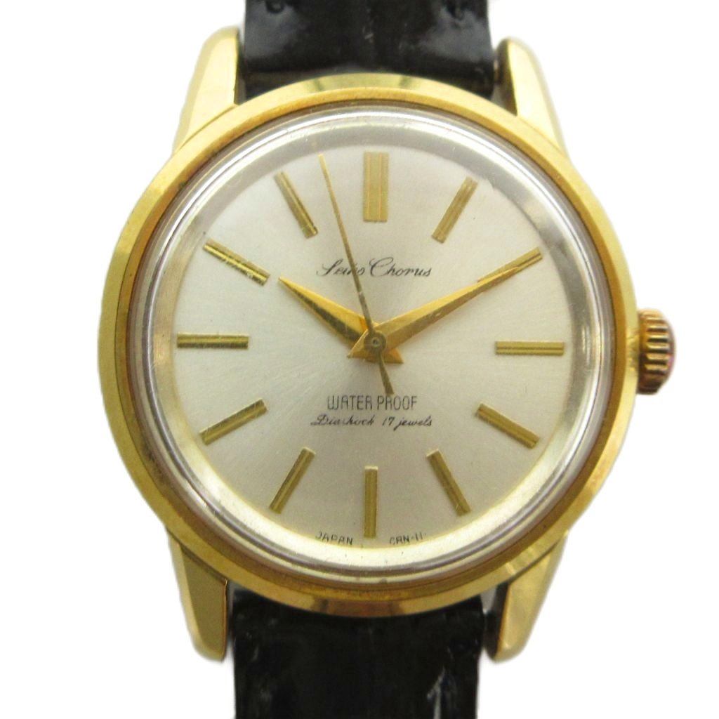 【中古】セイコー SEIKO CHORUS コーラス 腕時計 ウォッチ 手巻き レザーベルト 21石 ゴールドカラー 金色 ■GY11 /MQ レディース 【ベクトル 古着】 260407
