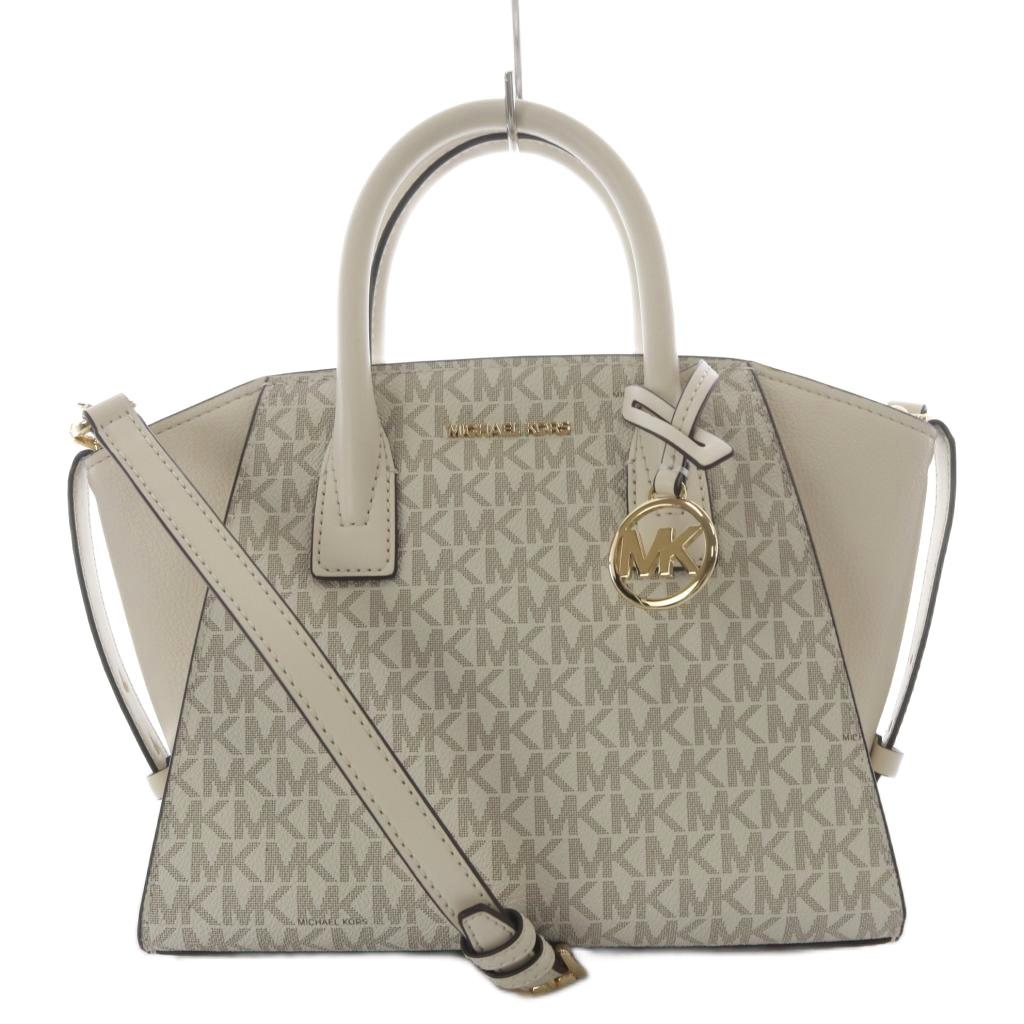 【中古】マイケル教科課程 MICHAEL KORS アヴリル なめし革 サッチェル スモール MK書き判 トートバッグ ショルダーバッグ 2way ライトクリームマルチ /YO30 ■GY18 レディース 【ベクター 古着】 260403