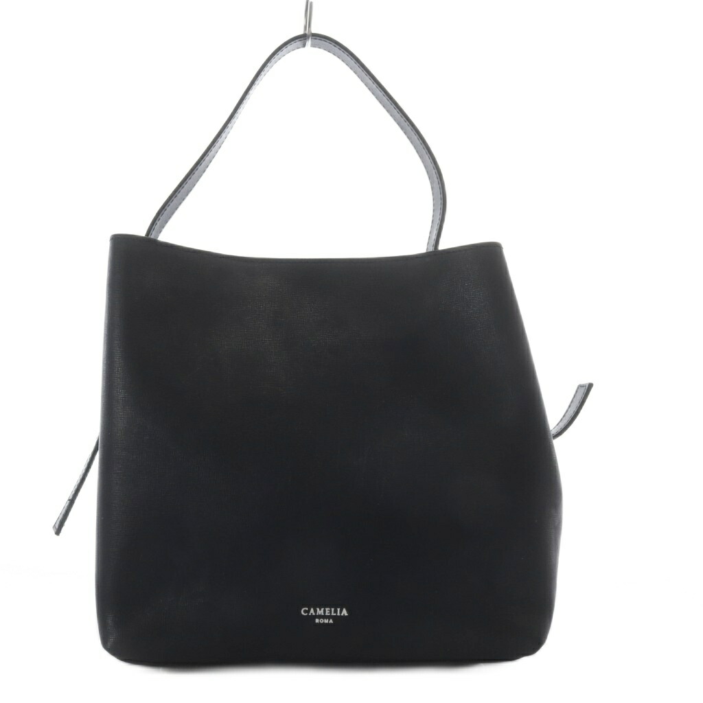 【中古】カメリアローマ CAMELIA ROMA ハンドバッグ ワンハンドル ミニポーチ付き レザー ブラック /YO9 ■GY レディース 【ベクトル 古着】 260327