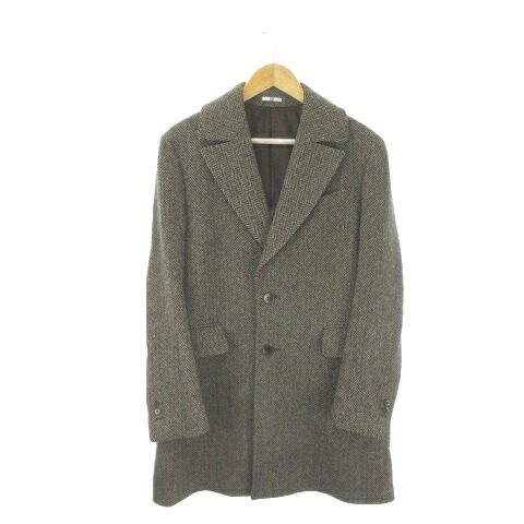 【中古】スーツセレクト SUIT SELECT チェスターコート L グレー ヘリンボーン柄 ノッチドラペル 長袖 /AO14 ■GY99 メンズ 【ベクトル 古着】 260323