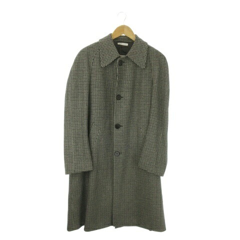 【中古】エルメネジルドゼニア Ermenegildo Zegna GRITTI ステンカラーコート 黒 ブラック ロング丈 チェック柄 /AO8 ■GY99 メンズ 【ベクトル 古着】 260324｜ブランド古着の買取販売ベクトル