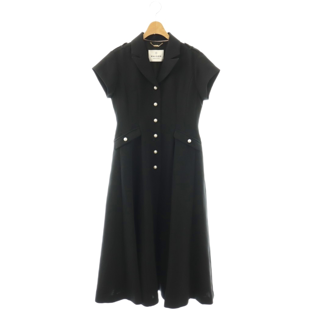 【中古】メゾンハーリップトゥ MAISON Her lip to 25SS Pearl Button Dress ワンピース ロング 半袖 M ブラック /HK ■GY20 レディース 【ベクトル 古着】 260326