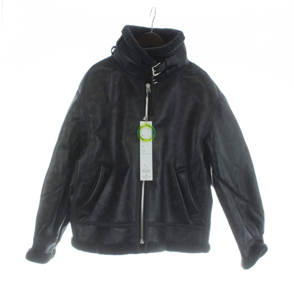 【中古】未使用品 マジックスティック MAGIC STICK 25FW-MS11-035 SOFT SHIELD TYPE B-3 JACKET BLK レザージャケット 長袖 合成皮革 ジップアップ XL 黒 ブラック ■GY72 /MQ メンズ 【ベクトル 古着】 260316|ブランド古着の買取販売ベクトル