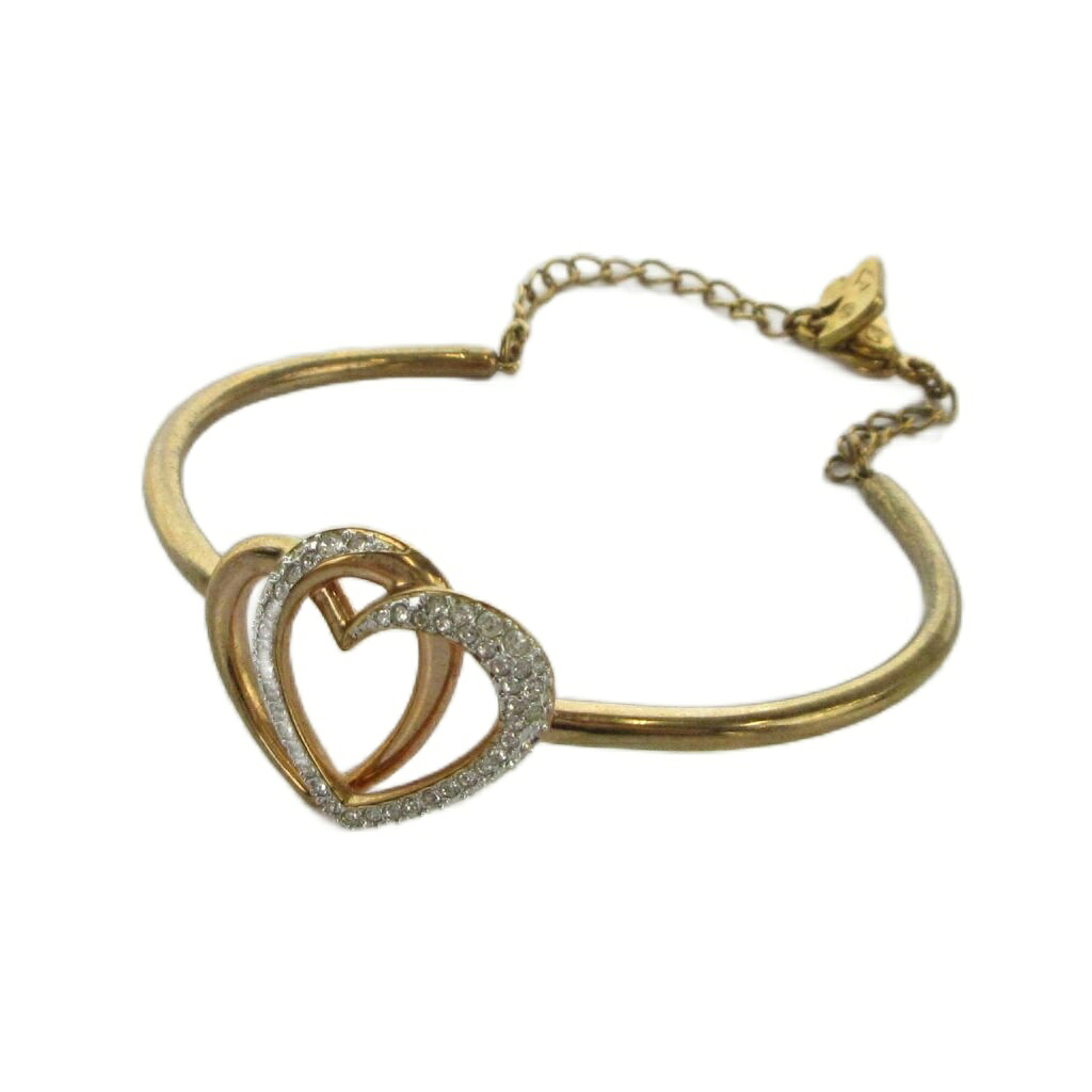 【中古】スワロフスキー SWAROVSKI ブレスレット バングル アクセサリー クリスタル ハート ロゴ ゴールド色 ■GY18 /MQ レディース 【ベクトル 古着】 260330