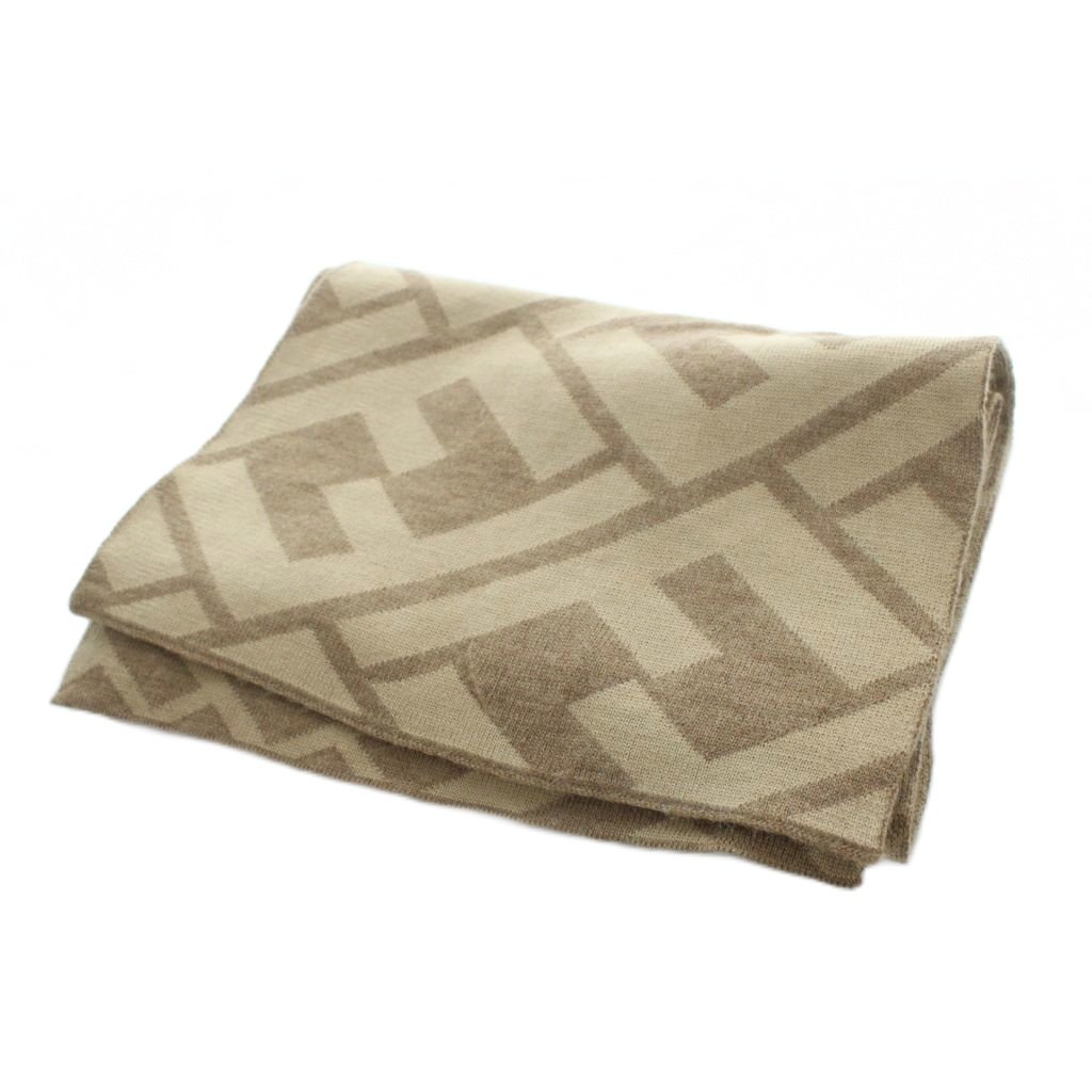 【中古】フェンディ FENDI えり巻き 袈裟 ロゴタイプ 羊毛 ズッカ柄 茶 赤銅色 ■GY12 /MQ ■OH レディース 【ベクター 古着】 260315