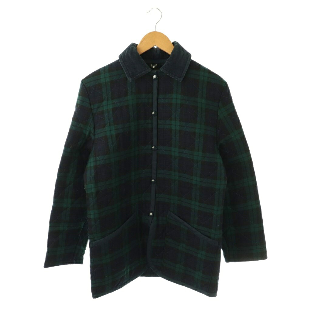 【中古】ブルックスブラザーズ BROOKS BROTHERS イングランド製 キルティングジャケット チェック柄 M ネイビー グリーン /DF ■GY18 レディース 【ベクトル 古着】 260326