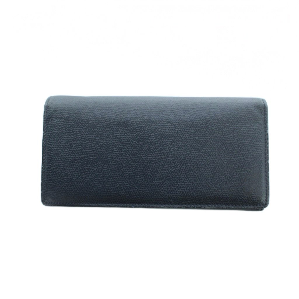 【中古】ヴァレクストラ Valextra 長がま口 ウォレット なめし革 ロゴタイプ 紺 米国海軍 ■GY18 /MQ メンズ 【ベクター 古着】 260320 バッグ・小物・ブランド雑貨-メンズ財布-財布・ケース