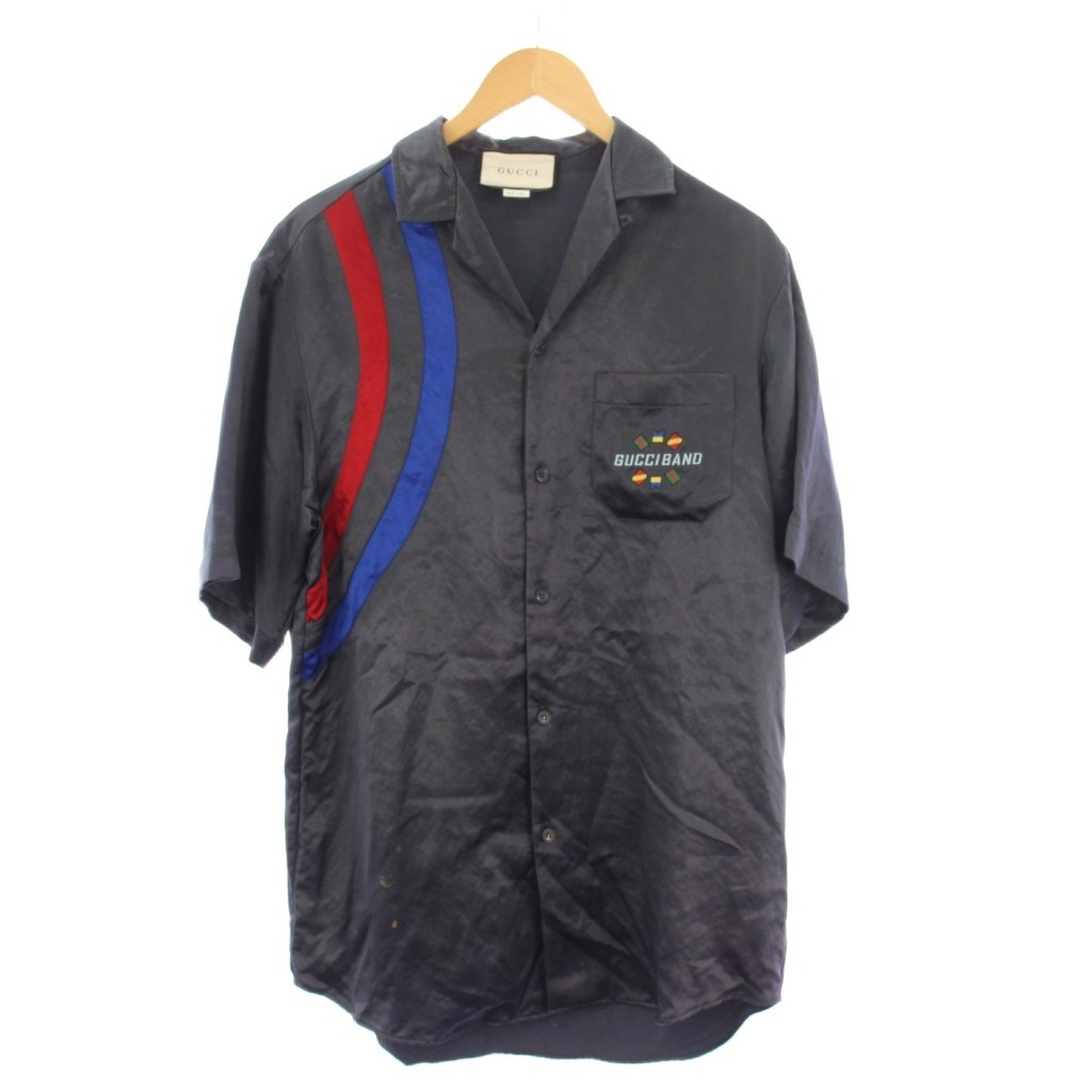 【中古】グッチ GUCCI 原油生産ティーシャツ 44 紺 米国海軍 公々然たる色合い 半袖 刺しゅう 591232 /YM ■GY69 メンズ 【ベクター 古着】 260327