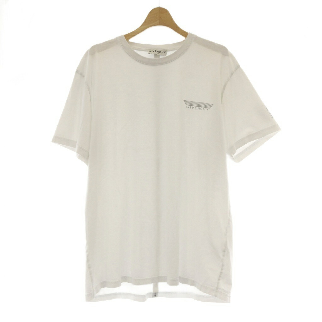 【中古】ジバンシィ GIVENCHY Tシャツ M 白 ホワイト 半袖 ロゴプリント ラウンドネック bm70wj3002 /AU ■GY69 メンズ 【ベクトル 古着】 260325